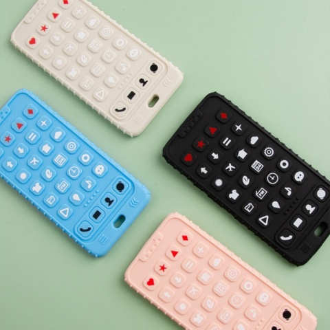 Czarny Gryzak Silikonowy Telefon Smartfon Sensoryczny Komórka BPA Free
